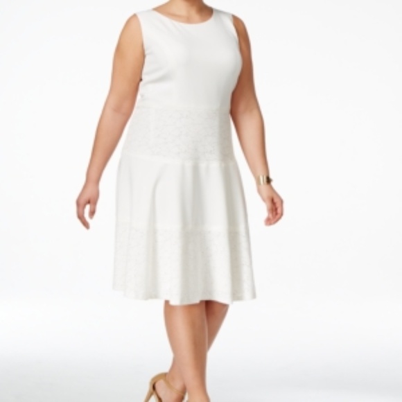 Kasper Plus Size Lace-Detail A-Line Dress - Picture 1 of 1